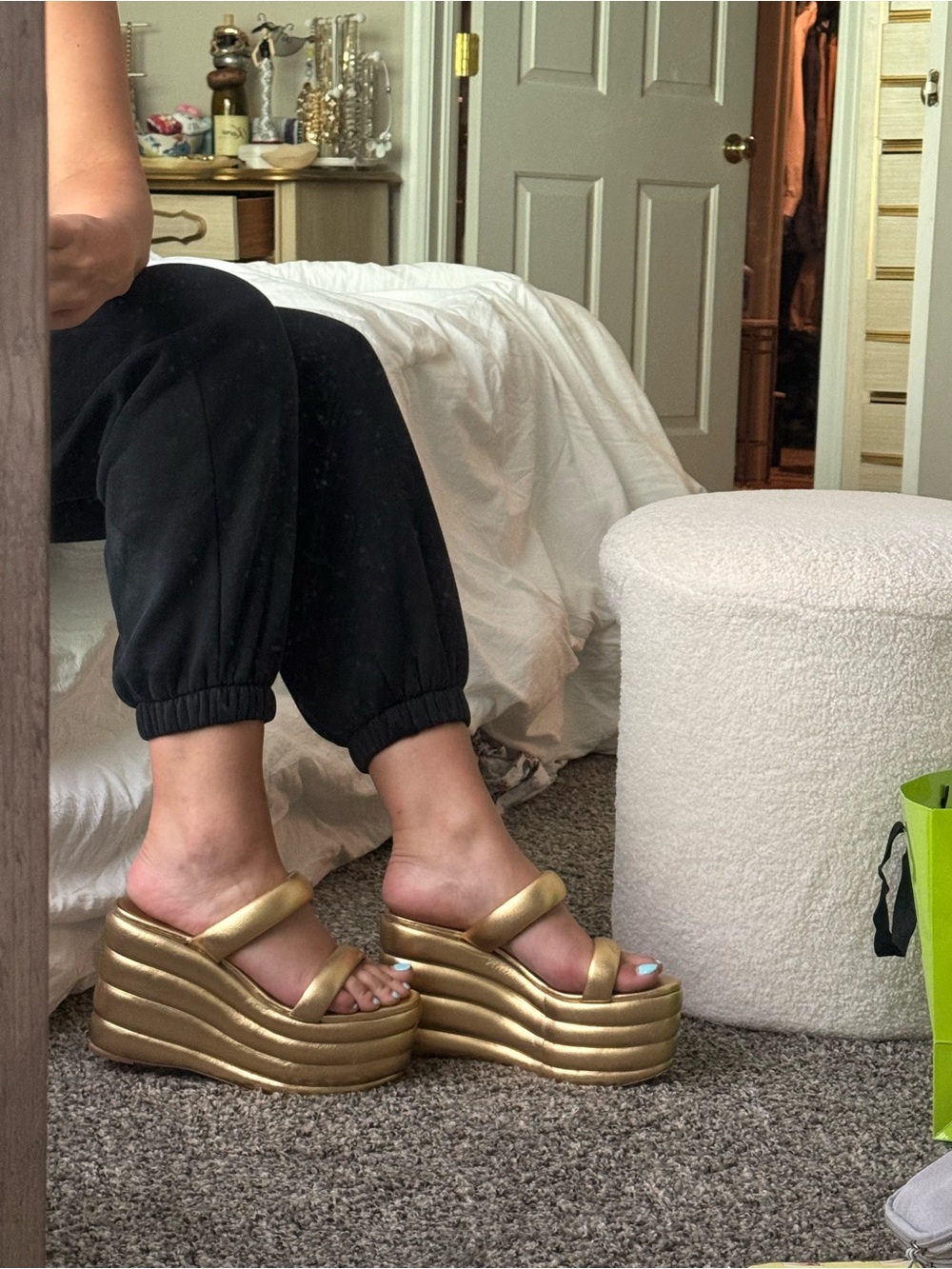 CULT GAIA Gold Platform Wedge Sandals